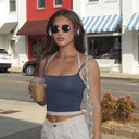 Retro Color Contrast Halterneck Vest for Chic Women Fashion