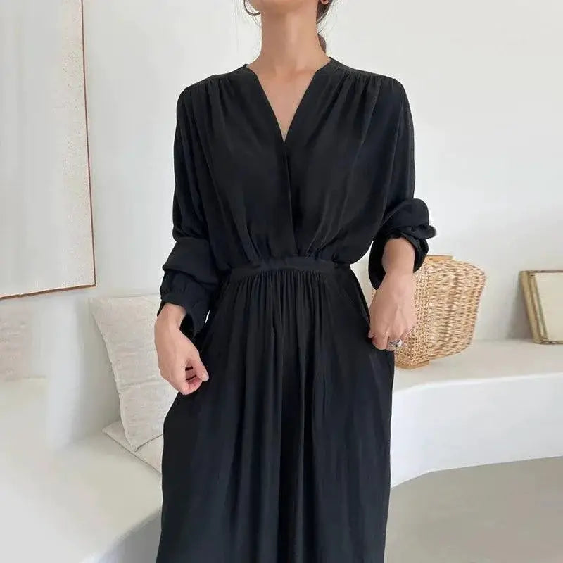 Cross Chic Pleated Long Sleeve Dress 120cm Maxi Length