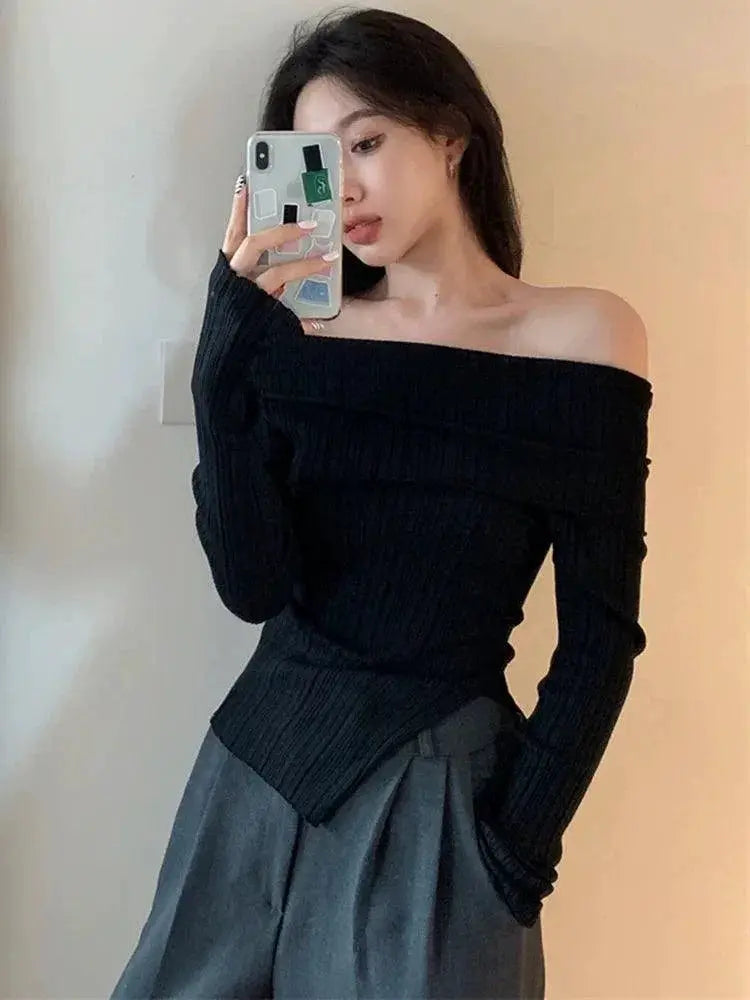 Cozy Off The Shoulder Knitwear For Plus Size Fashion Piece