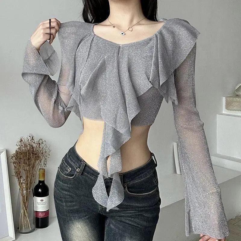 French Ruffles Patchwork T Shirt Trendy Urban Streetwear