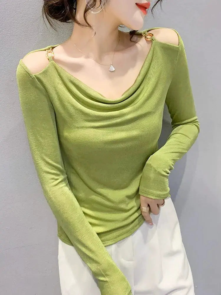 Spring Chic Off The Shoulder Shirt Trendy Womens Essential