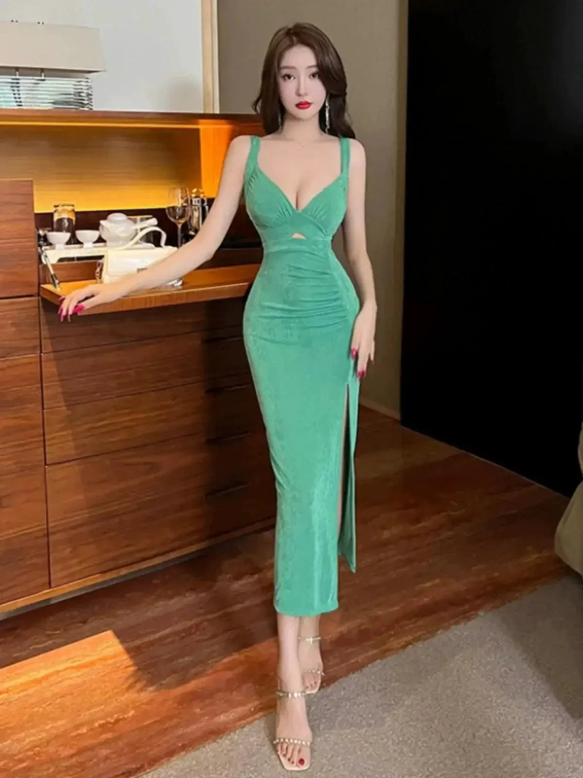 Socialite Seduction V Neck Elegant Dress For Glam Nights