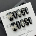 Real Shot Butterfly Rose Rhinestone Manicure Set Long Length