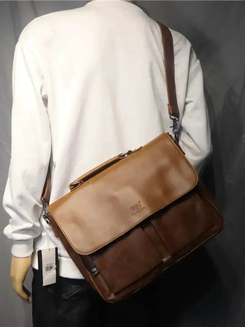 Retro Messenger Bag Japanese Inspired Carryall With Leather