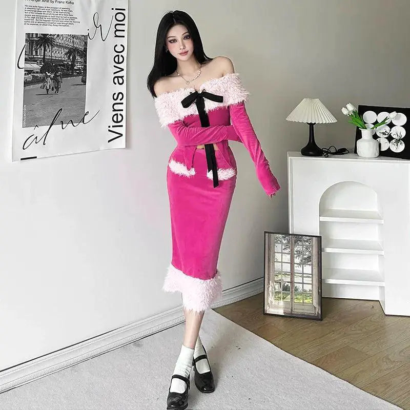 Autumn Elegance Fur Collar Set For Trendy Ages 18 To 25