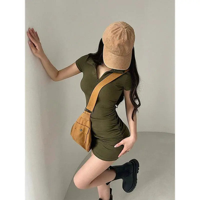 Sophisticated Sheath Dress With Chic Lapel Comfort Fit