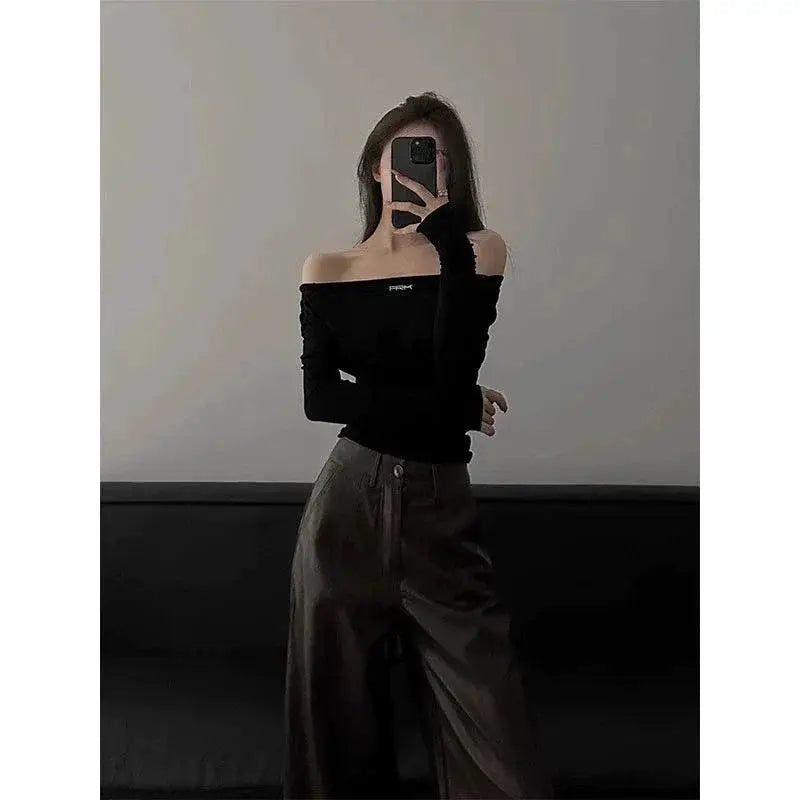 Elegant Autumn Glamour Off Shoulder Top Embrace Youthfulness