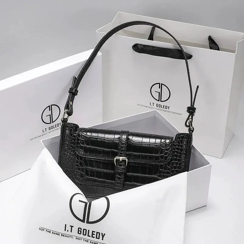 Luxurious Crocodile Leather Shoulder Bag Chic Messenger 2023