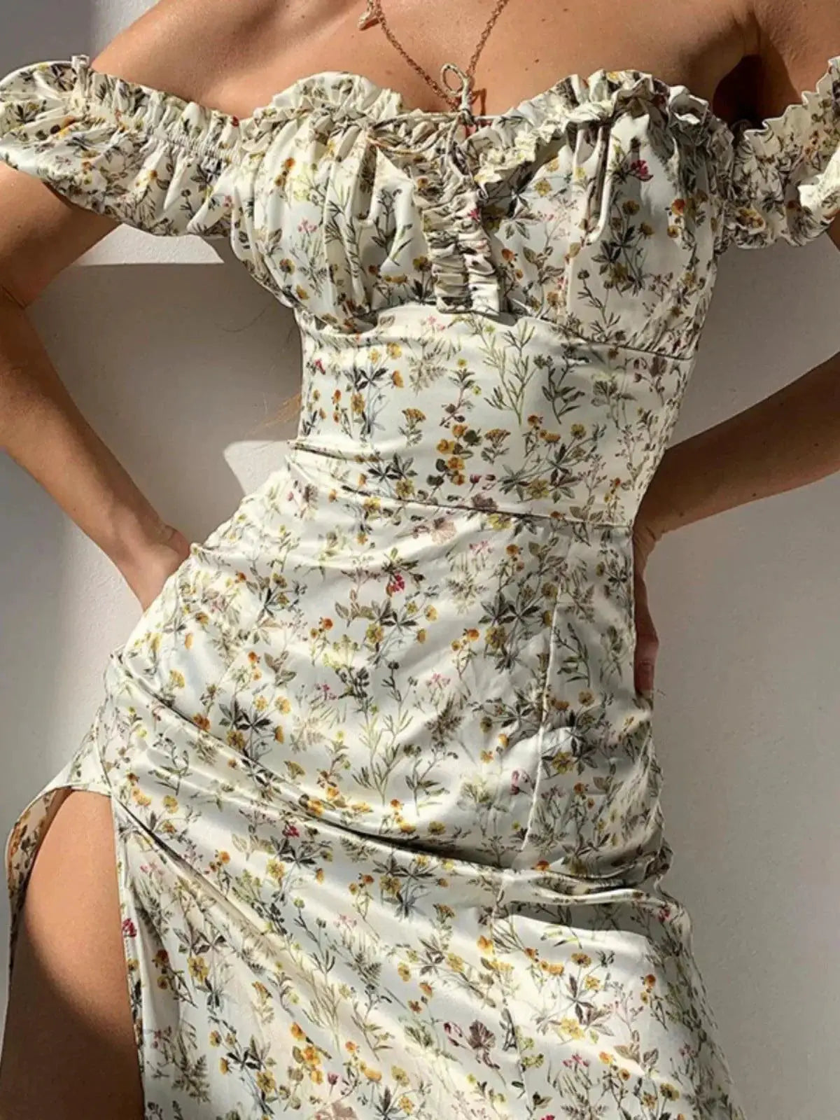 Floral Chic Edgy Split Gown With Unique Design For Women