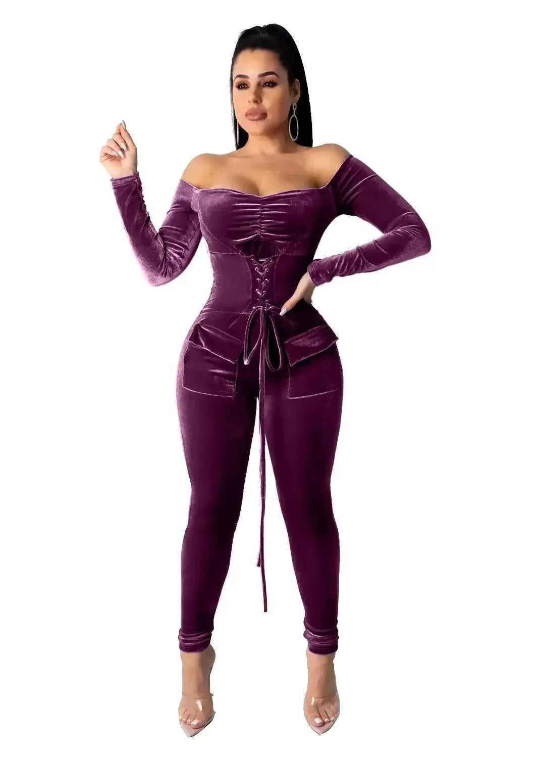 Sleek Slash Neck Jumpsuit Chic And Sexy Womens Romper