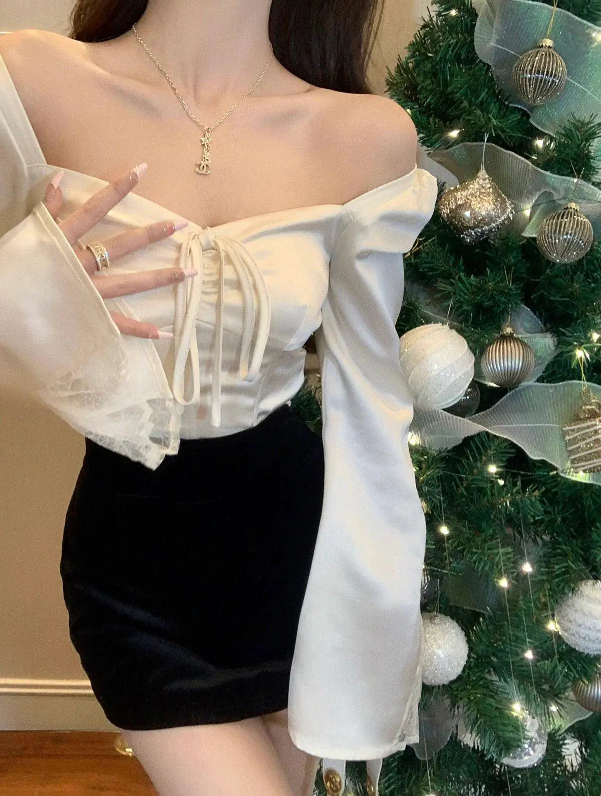 French Lace Satin Top Chic Spring Style For Women Now