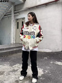 Vintage Letter Heavy Industry Loose Embroidered Uniform