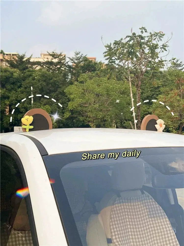 Car Roof Decoration Cute Cartoon Bear Ears Accessory