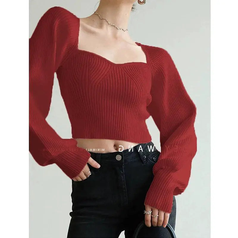 French Style Off Shoulder Knit Top Sophisticated Allure