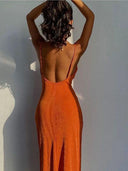 Gray Open Back Sling Dress: Elevate Your Style Gracefully
