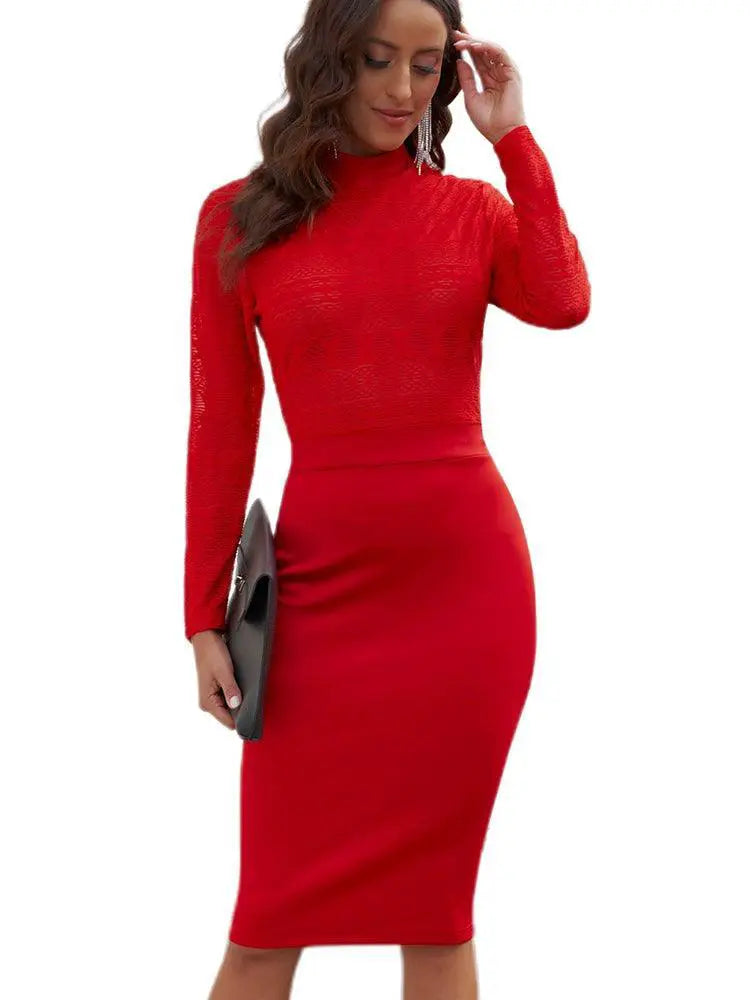 Autumn Winter Long Sleeve Dress Slim Fit For Women