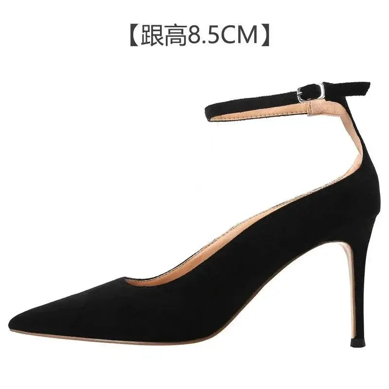 Lin Zilin Stiletto Heels Elegant Suede Strap Shoes For Women