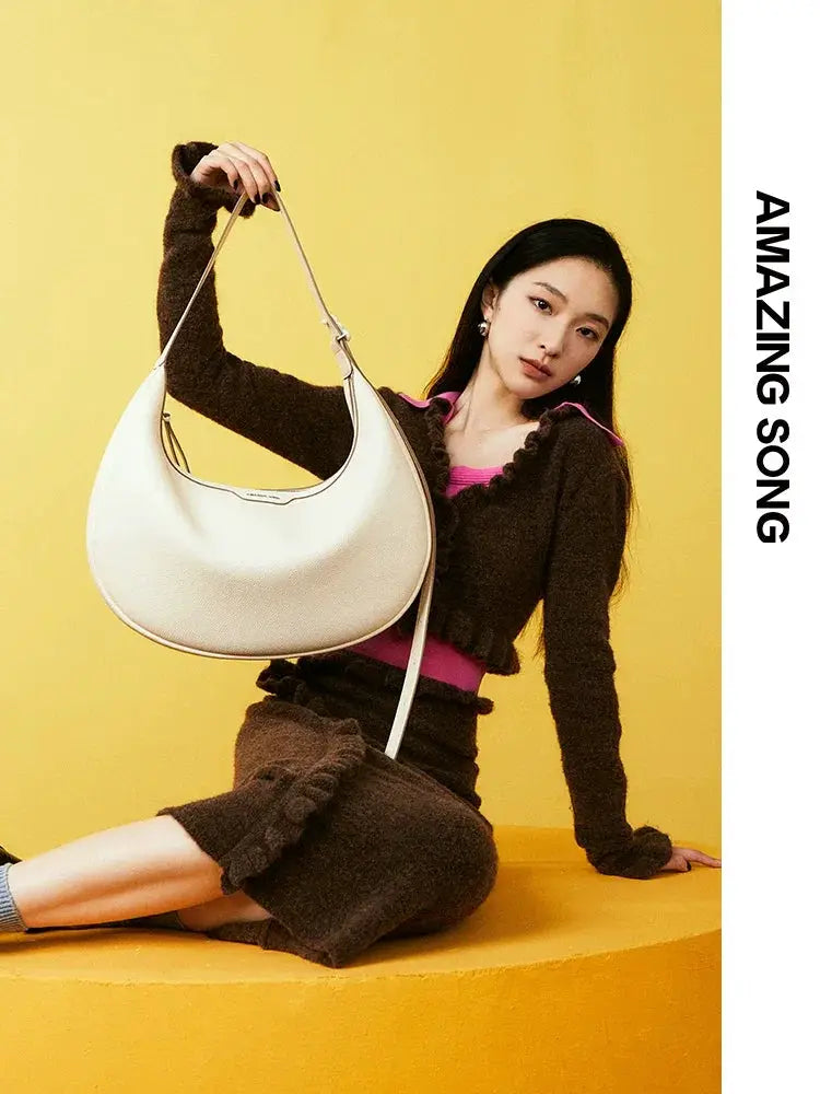 Amazing Song Large Soft Cowhide Hobo Bag for Stylish Use