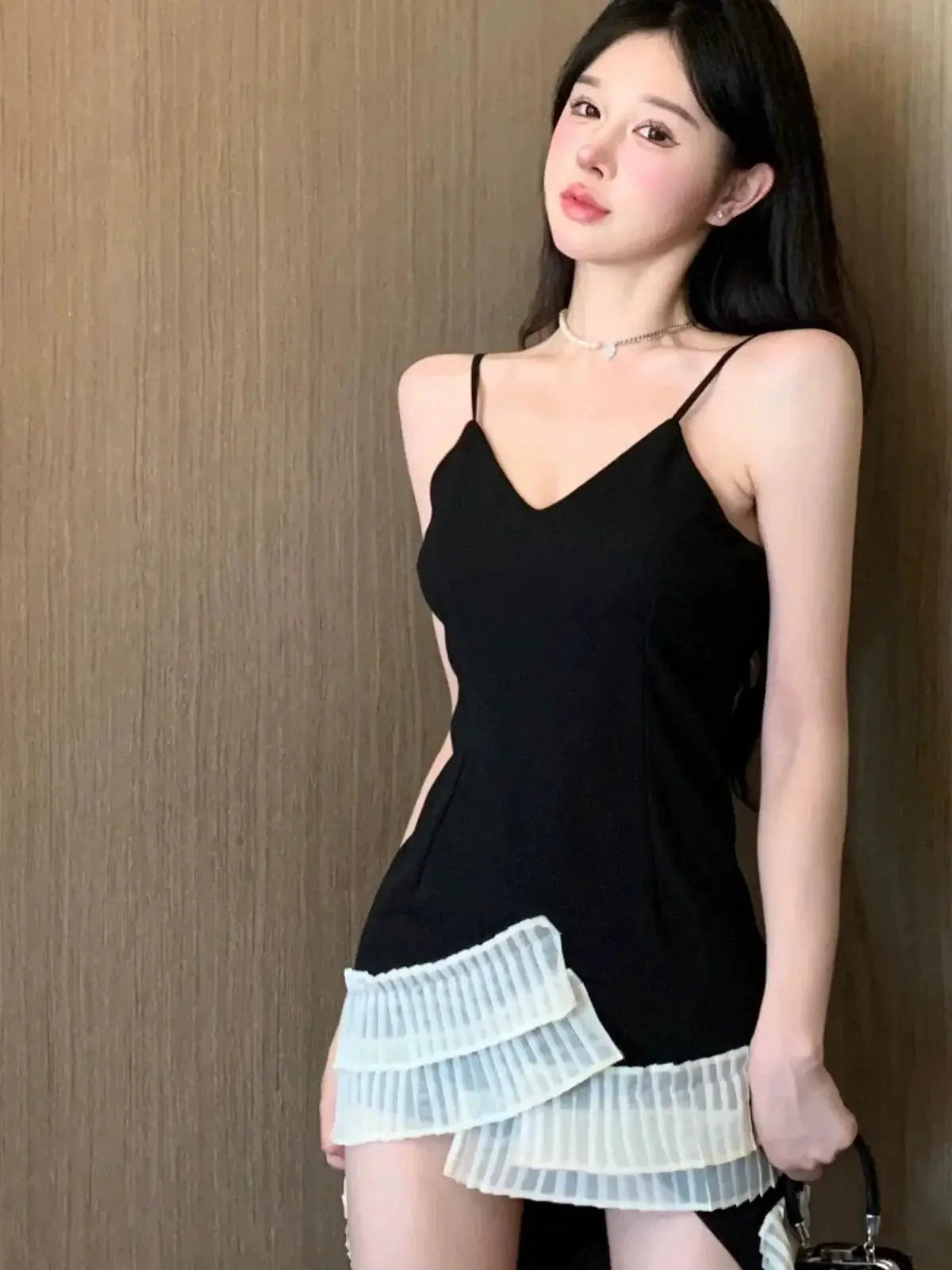 V-Neck Chiffon Patchwork Dress Summer Party Fashion