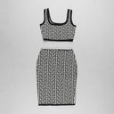 Jacquard Elegance: Chic Two-Piece Outfit for Women Set
