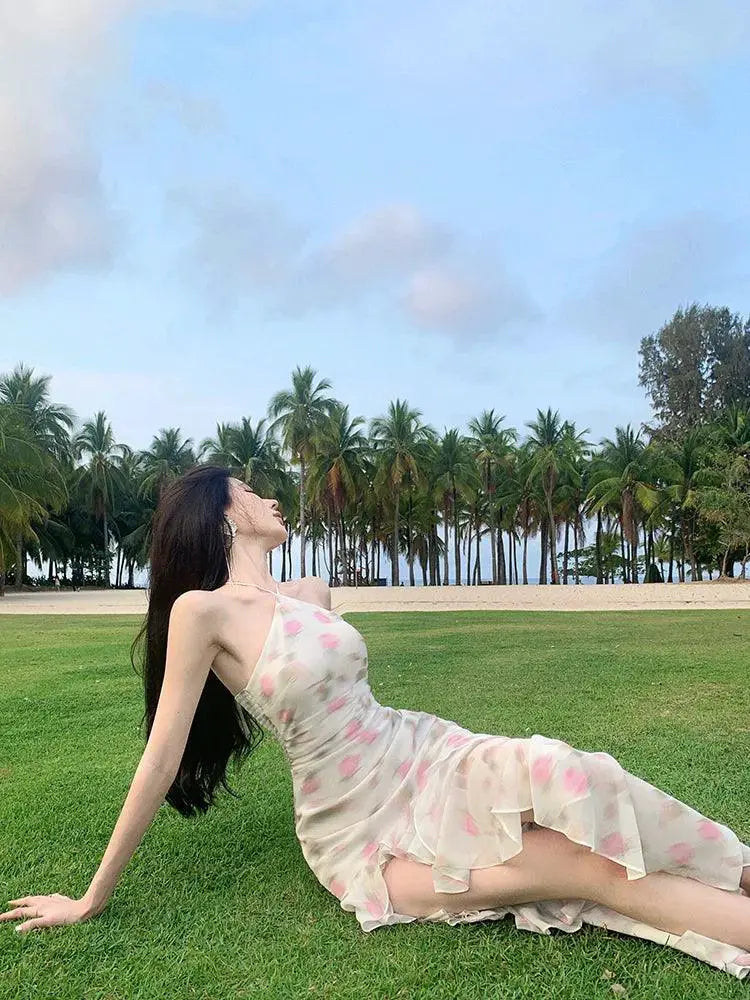 Desire Chiffon Halter Dress Resort Beachwear Chic Elegant