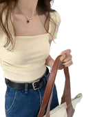 Breathable Apricot Pleated Top Everyday