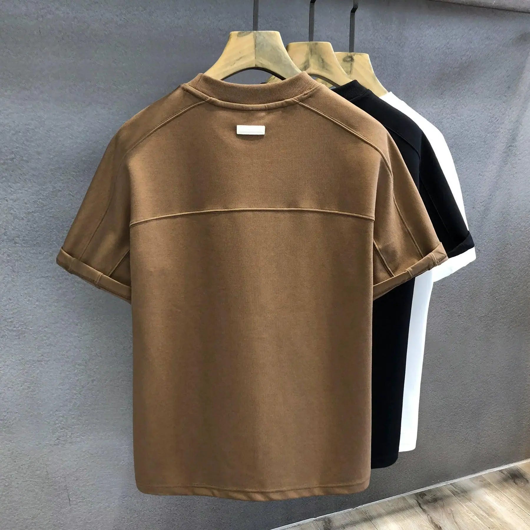 316G Minimalist Elbow Sleeved Mens T Shirt For Comfort