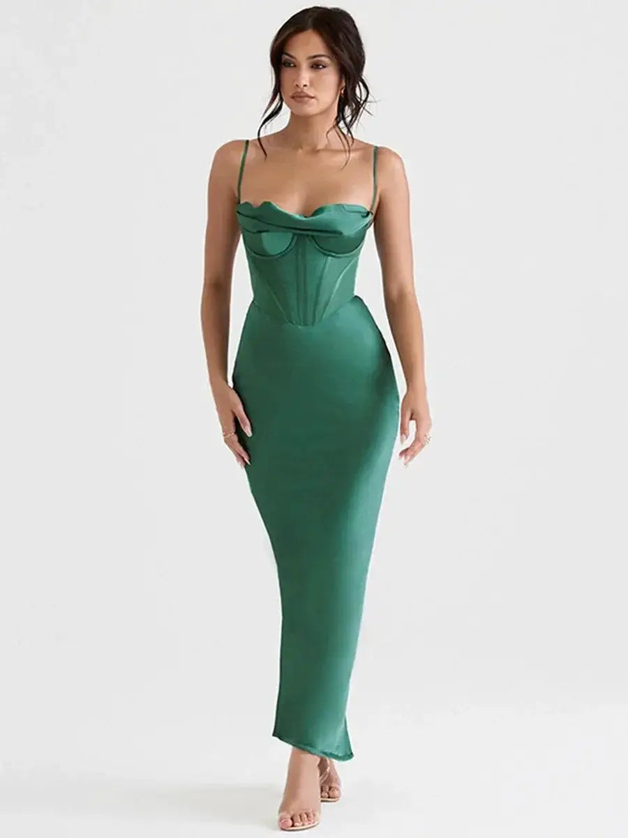 Elegant Satin Dress For Winter Parties And Festive Evenings