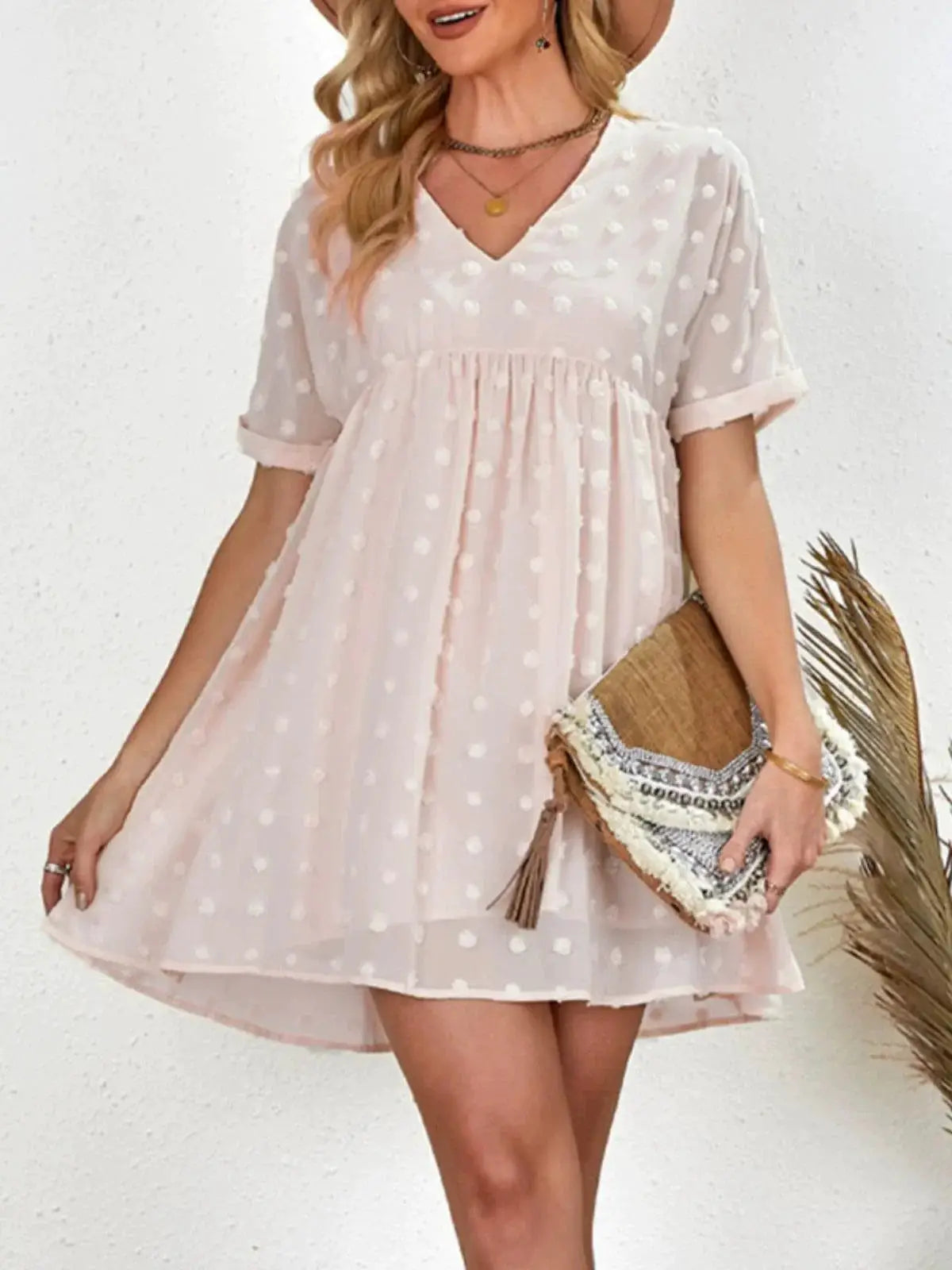 Summer New V Neck Elastic Band Dress For Women Casual Party