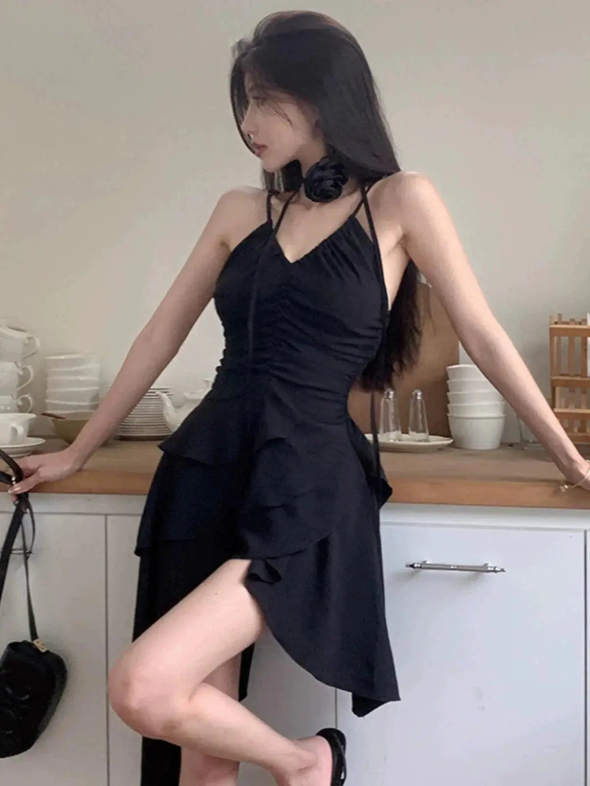 Girlsat18 Black Sexy Sling Dress For Stylish Young Women