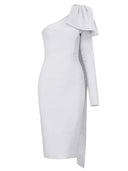 Orange One-Shoulder Bandage Dress Sophisticated Winter Statement