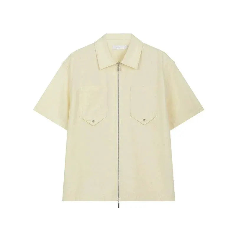 Trendy Bosie Double Zipper Outwear Short Sleeve Summer Shirt