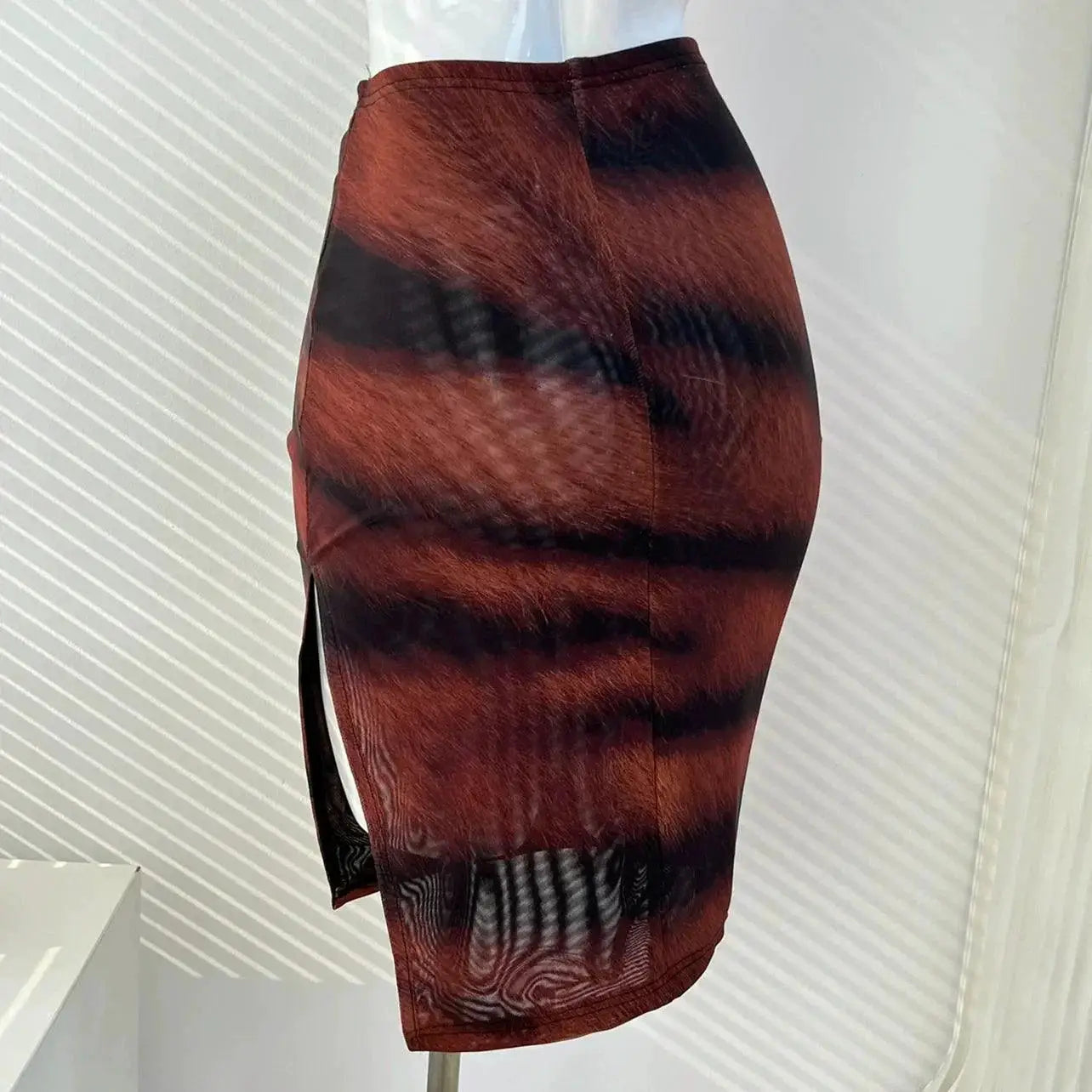 Wild Attraction Chic Animal Print Mesh Skirt High Waist