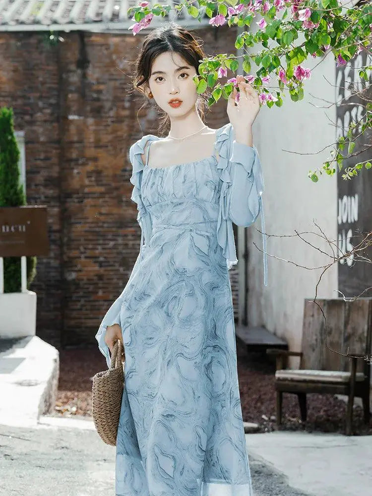 Light Blue Floral Sling Dress Summer Chic Fashion Essentials