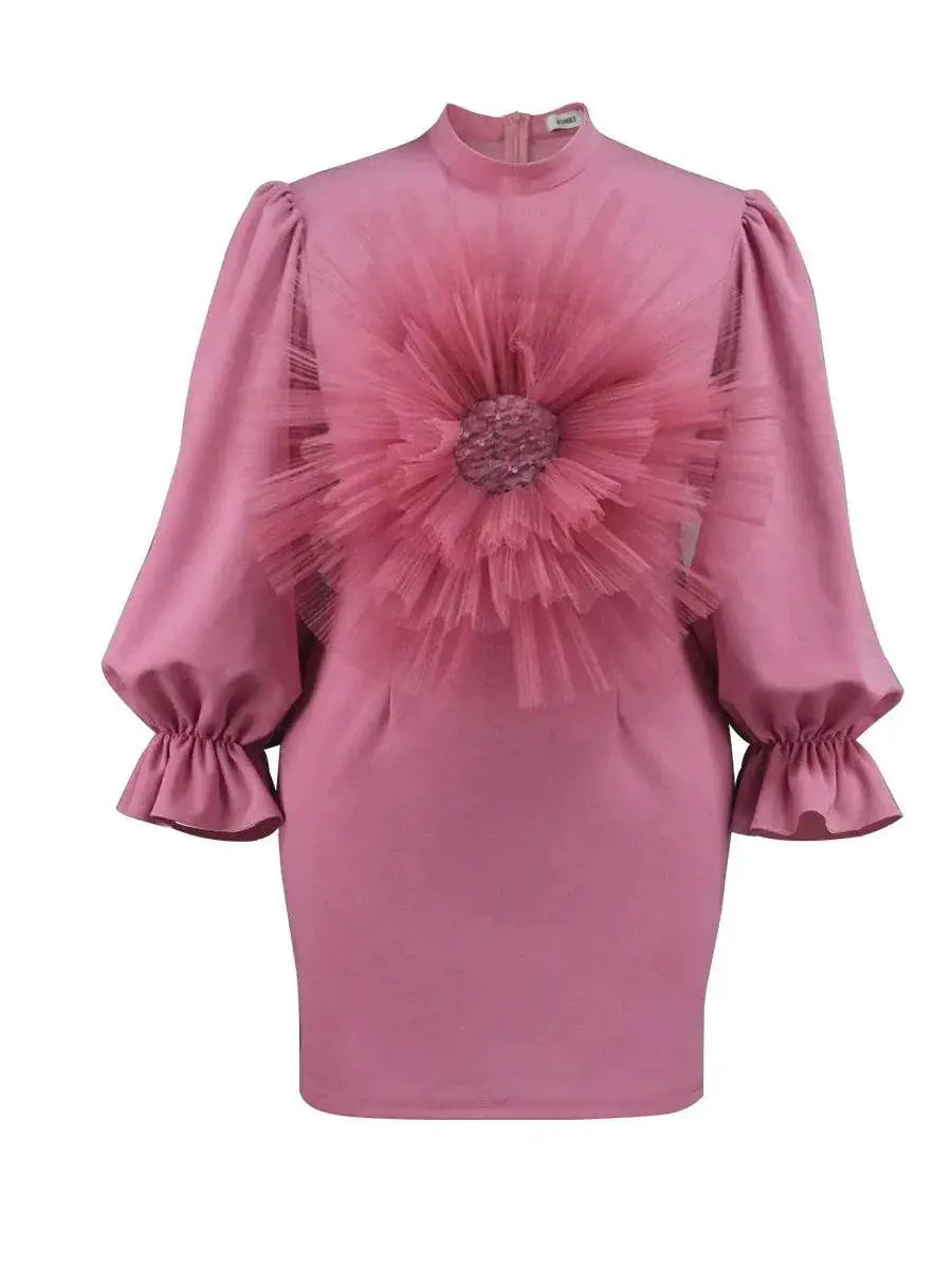 Elegant Sheath Dress With Lantern Sleeves For Banquets