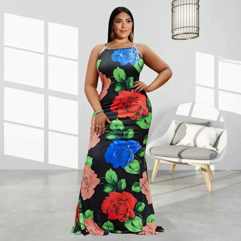 5XL African Print Dress for Plus Size Summer Fashion