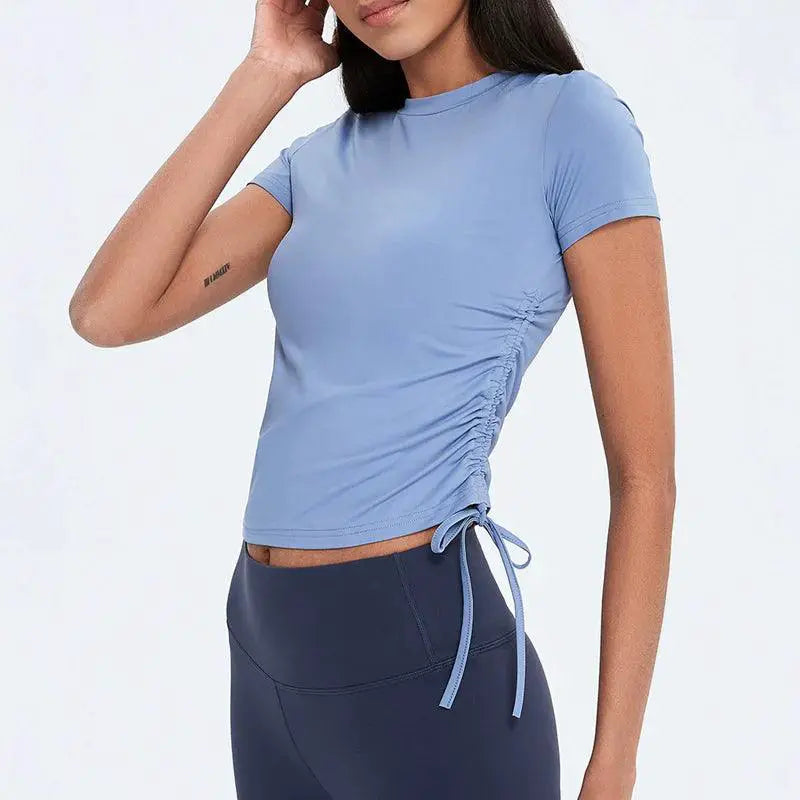 Yoga Exercise Top Elastic Fitness Tee For Women Breathable