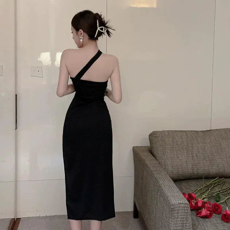 Backless V Neck Midi Party Skirt Flattering Fit Elegant