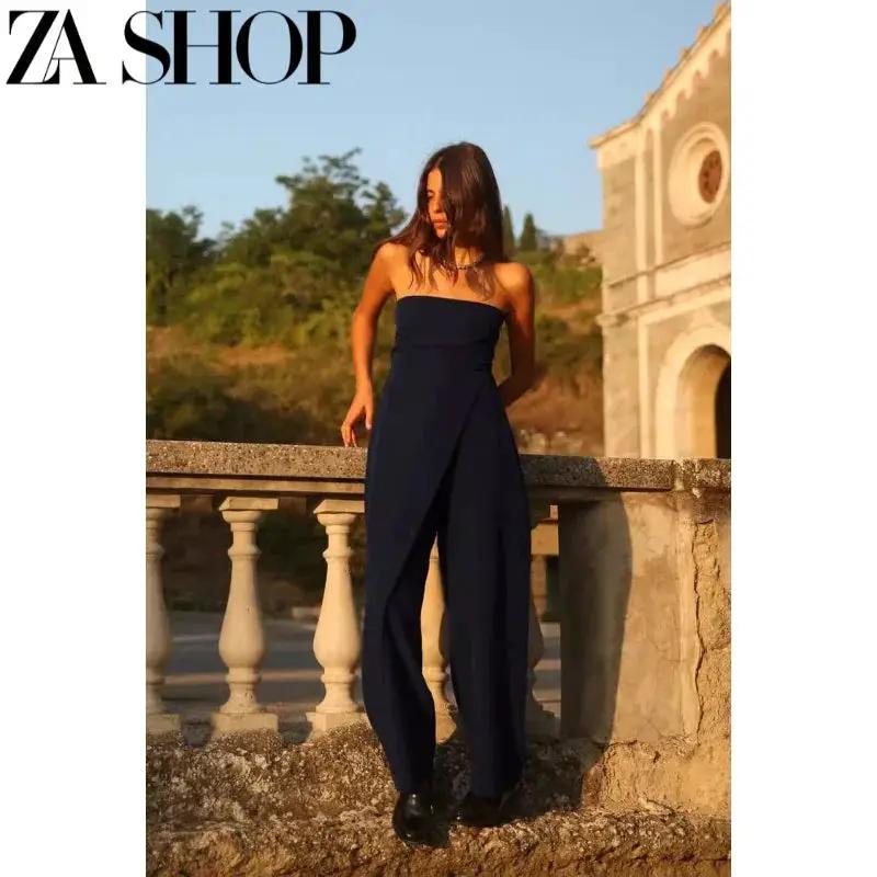 Off-Neck Wrapping Towel-Style High Waist Straight-Leg Top - OurLum.com
