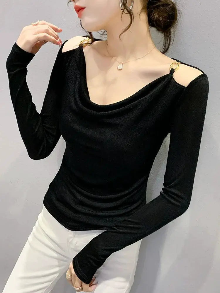 Spring Chic Off The Shoulder Shirt Trendy Womens Essential