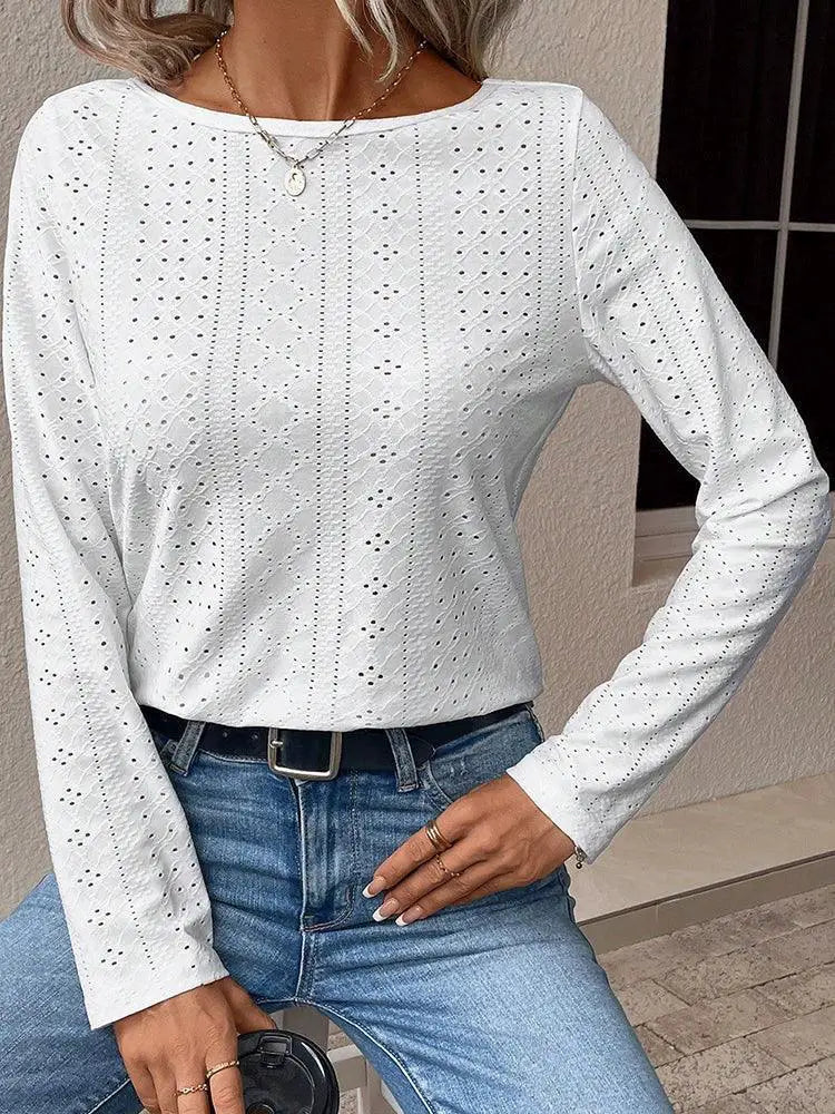 Thin Texture Fashion Pullover Long Sleeves T Shirt For Women