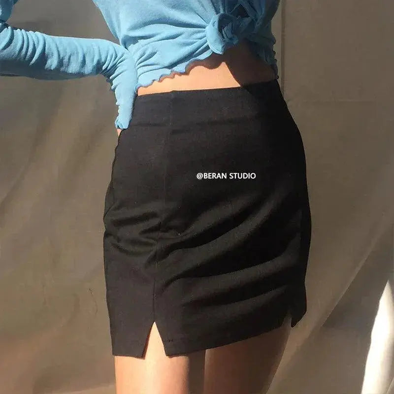 Beran Slim Fit Side Slit Skirt Chic European American Style
