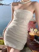 Fishbone Sequin Tube Dress Elegant Summer Fashion Chic