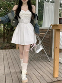 Breathable White Sling Dress for Spring