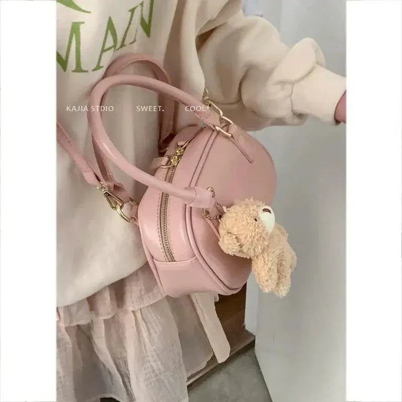 Pink Shell Satchel Stylish Korean Pu Leather Bag Accessories