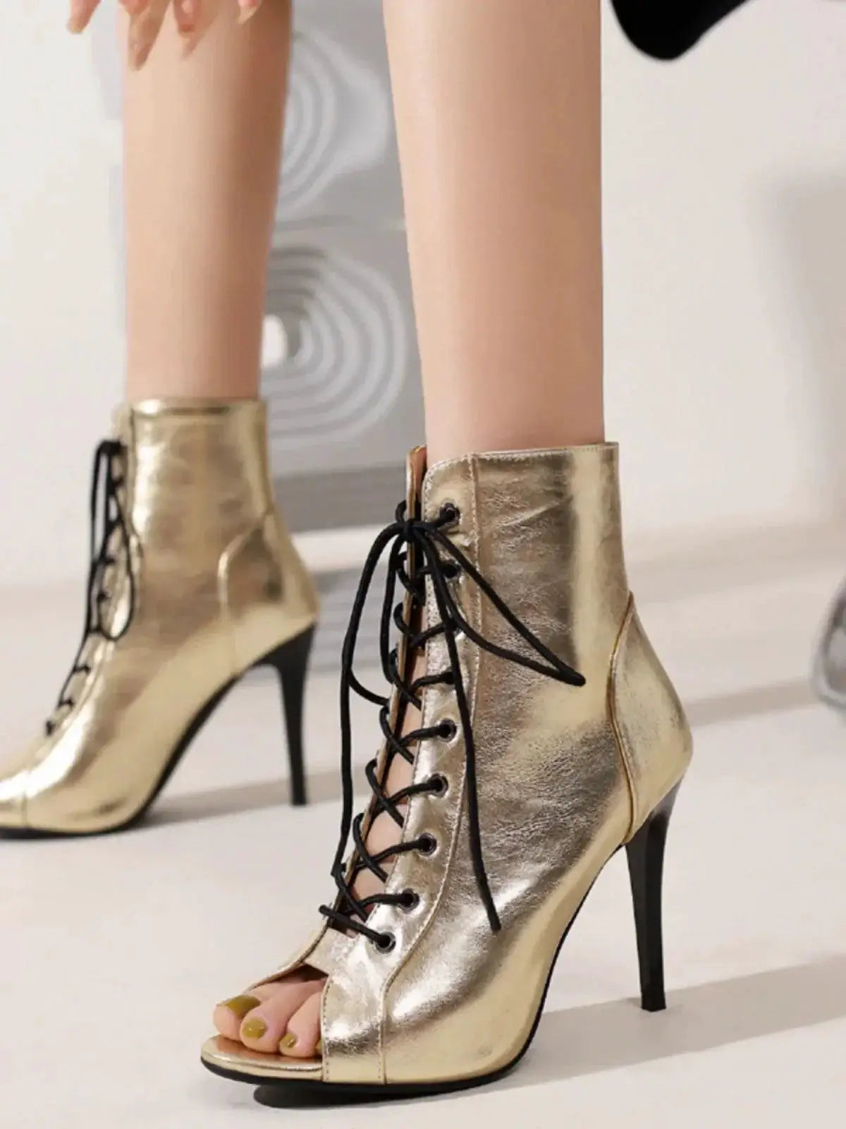 Summer Silver Stiletto Sandal Boots Peep Toe Women