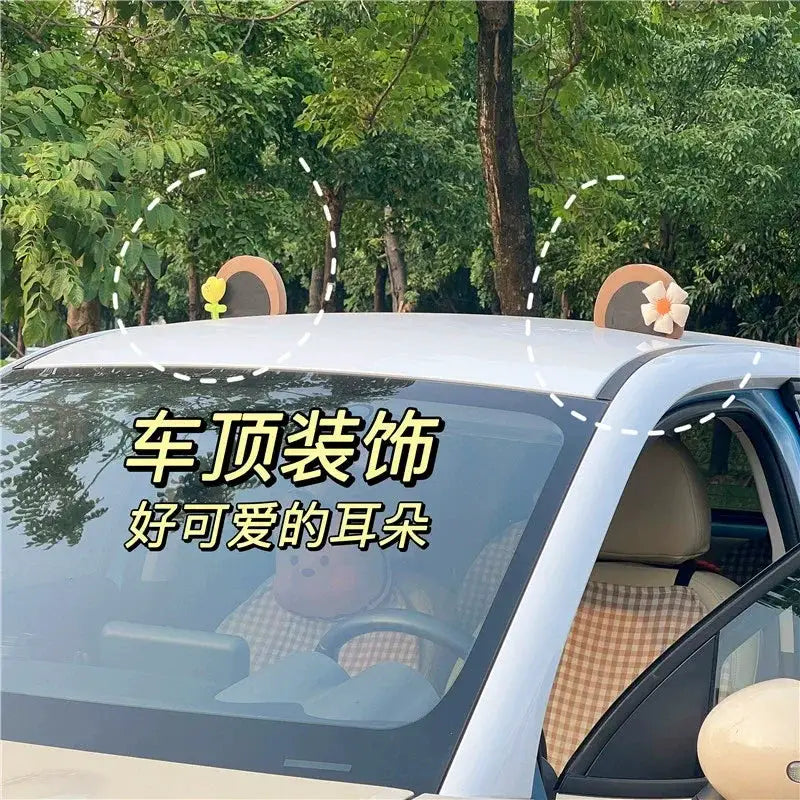 Car Roof Decoration Cute Cartoon Bear Ears Accessory