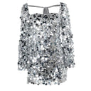 Glamorous Sequined Silver Dress Stylish Socialite Fashion Statement