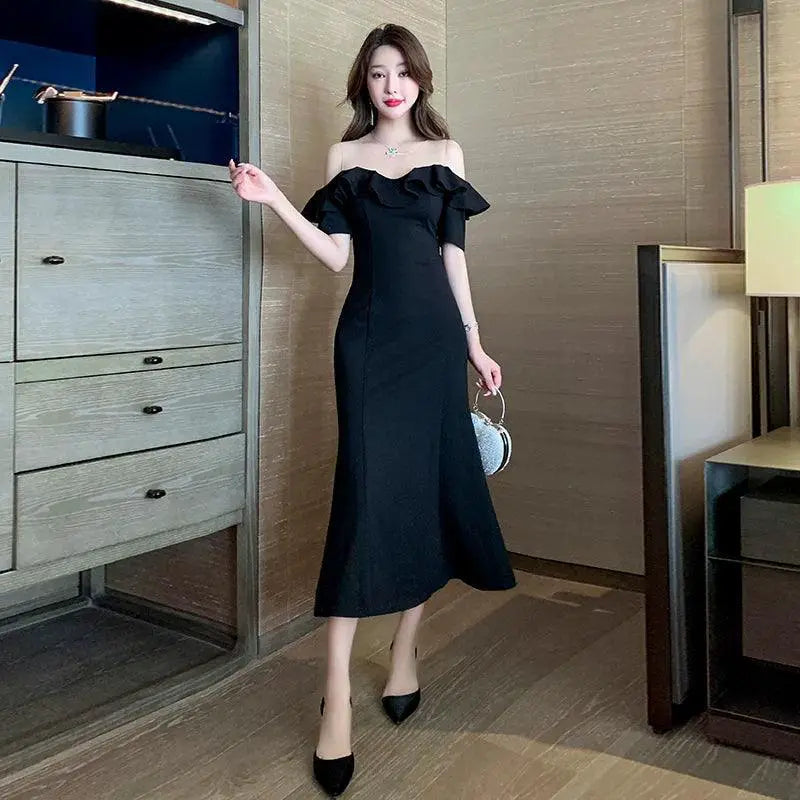 Elegant Summer Fishtail Dress Off Shoulder Style Chic