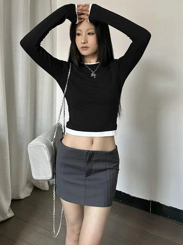 Shemoda Patchwork Long Sleeve T Shirt Fall Fashion Statement